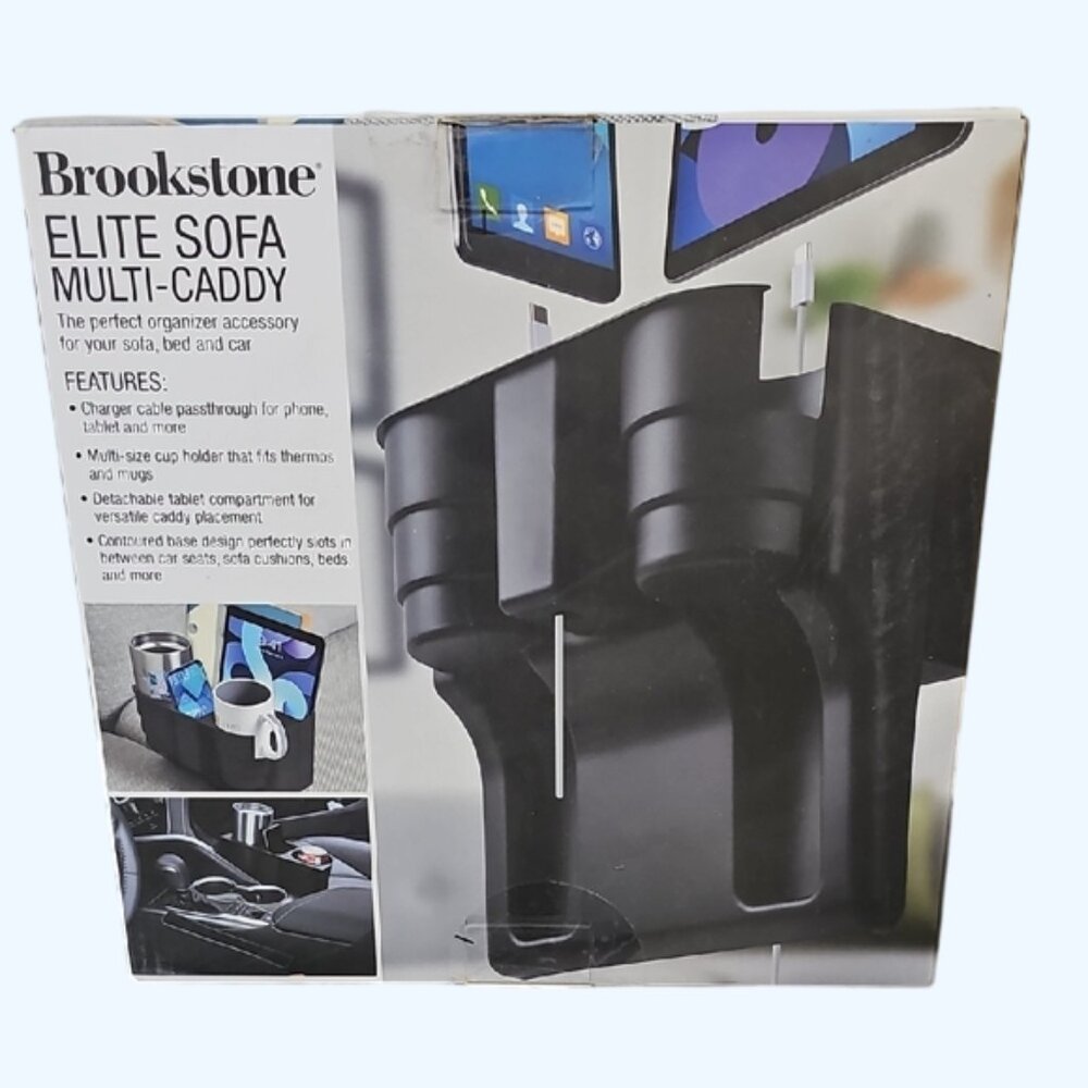 NEW Brookstone Elite Sofa Multi-Caddy Organizer cup holder